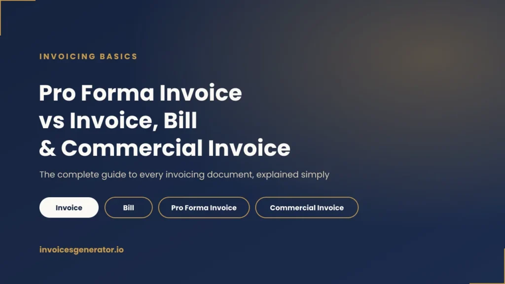 Pro forma invoice vs invoice, bill, and commercial invoice comparison guide banner