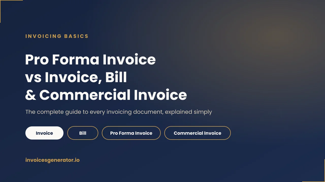 Pro forma invoice vs invoice, bill, and commercial invoice comparison guide banner