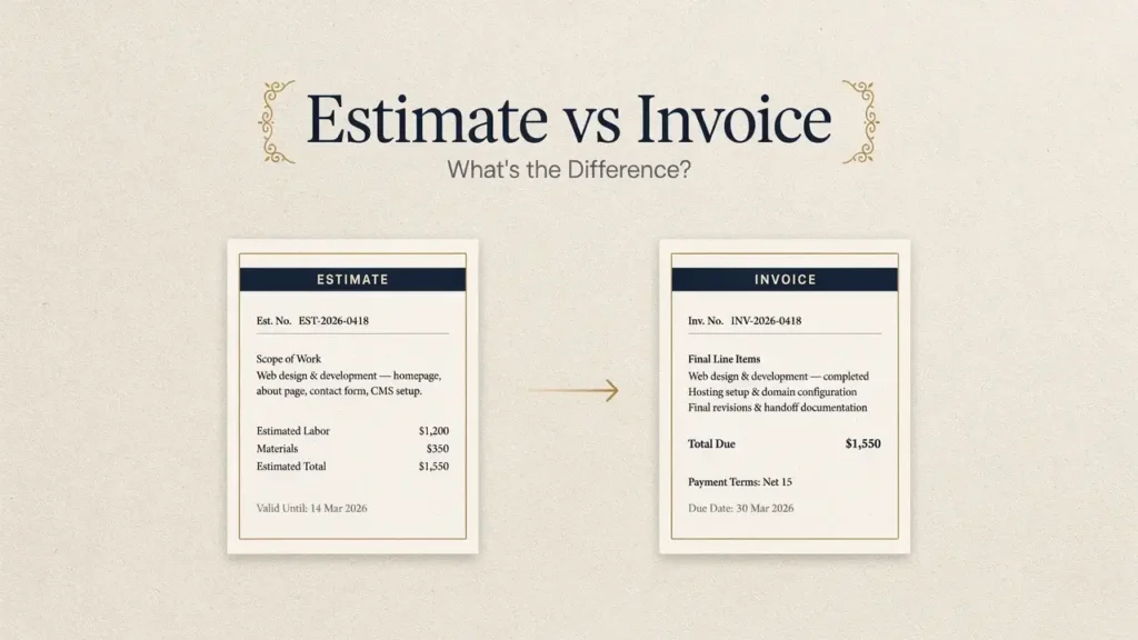 See the difference between estimates and invoices, when each is used, how pricing can change, and when an estimate should become an invoice.