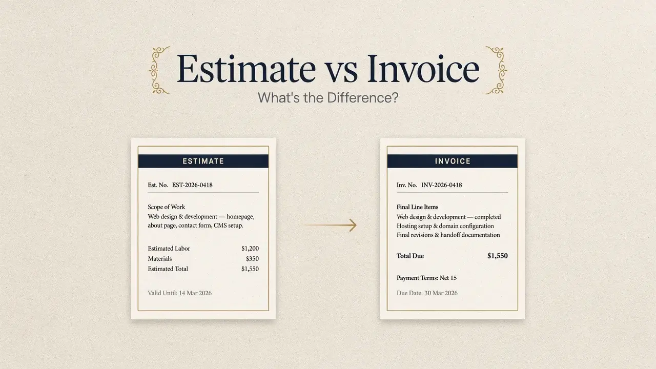 See the difference between estimates and invoices, when each is used, how pricing can change, and when an estimate should become an invoice.
